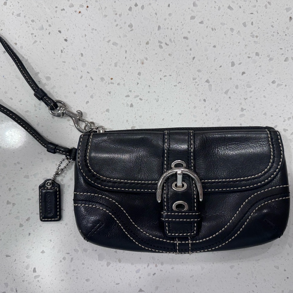 Coach Black Leather Wristlet